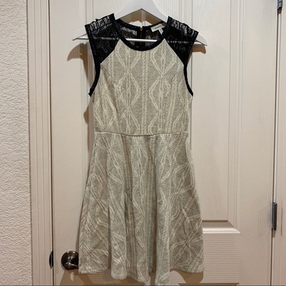 MONTEAU Sleeveless Dress Ivory Black Small EUC - Picture 2 of 8